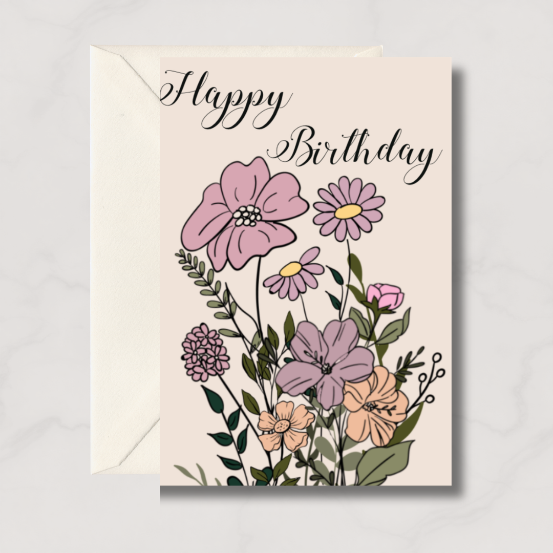 Floral happy birthday card
