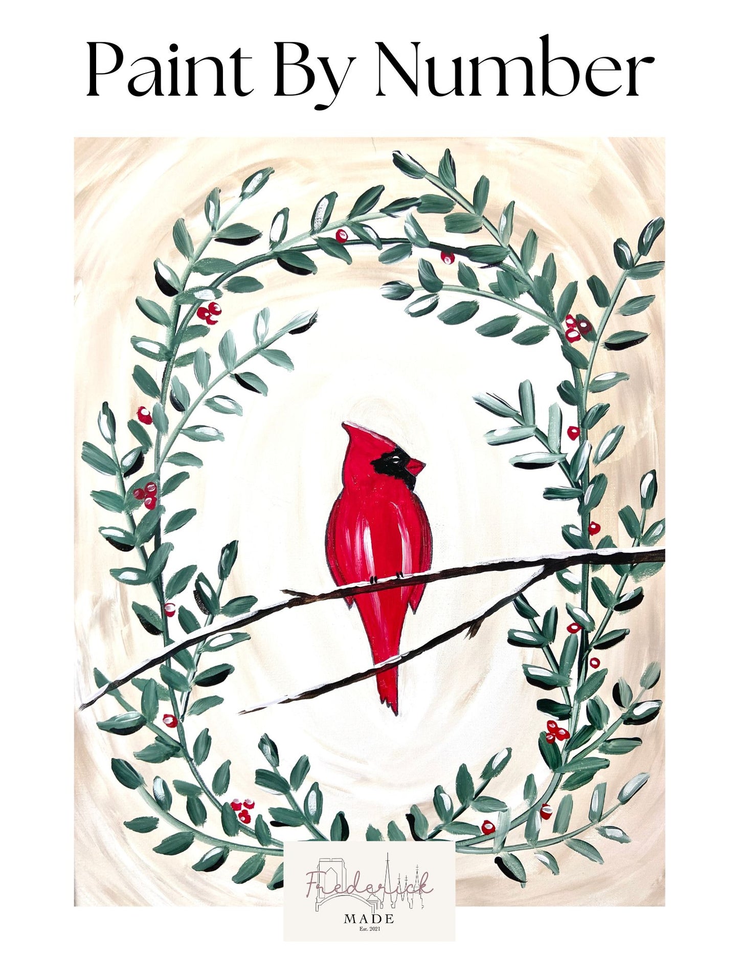 Cardinal in Wreath Mini Paint By Number