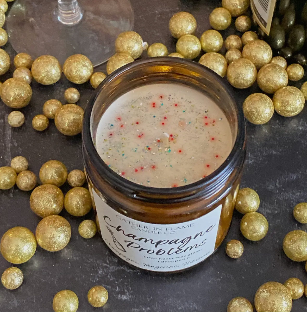 Champagne problems candle
