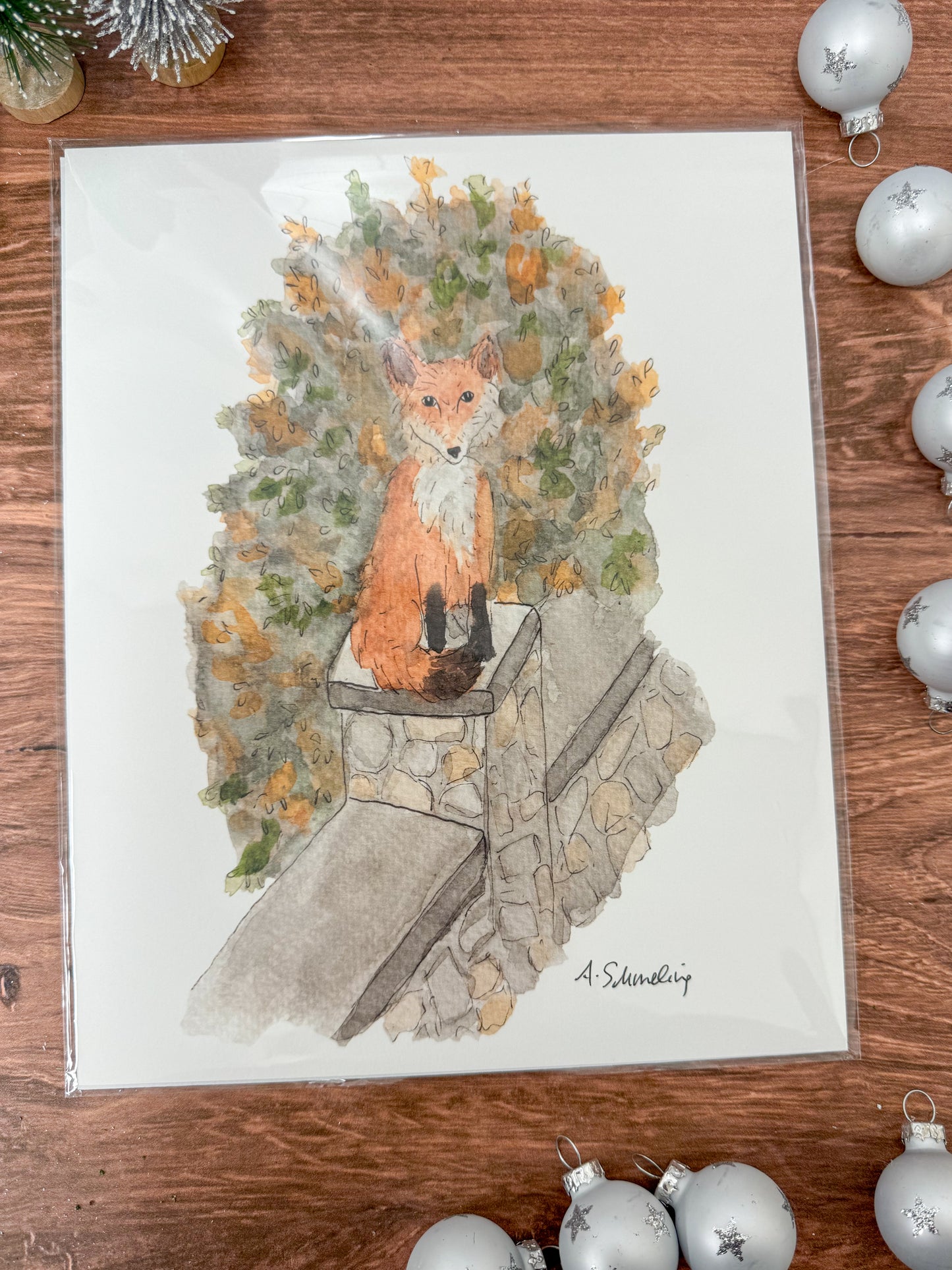 Fox watercolor print
