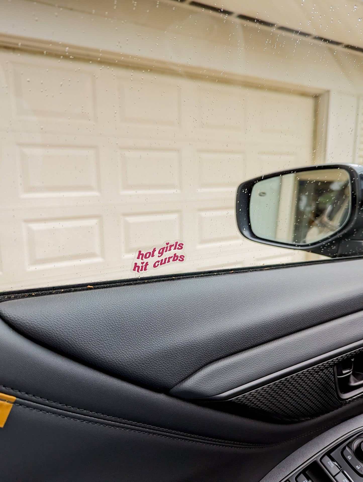 Hot girls hit curbs car mirror decal