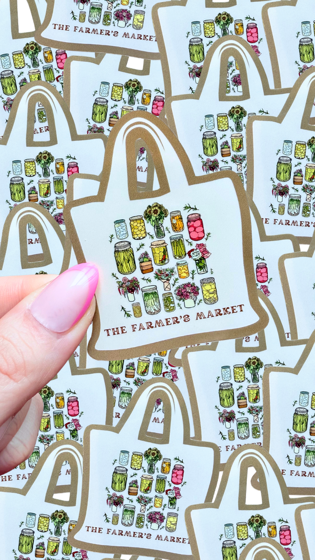 Farmers Market tote bag waterproof sticker