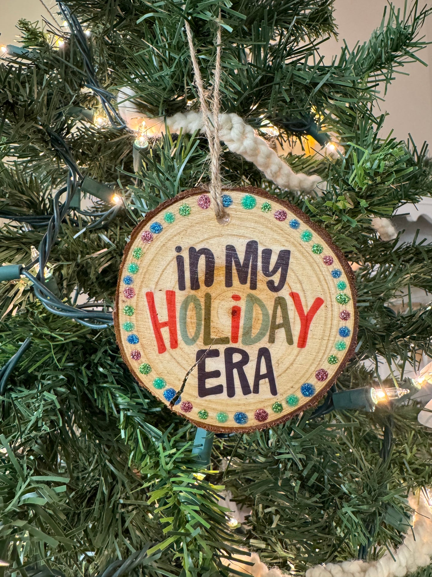 In my holiday era wood ornament