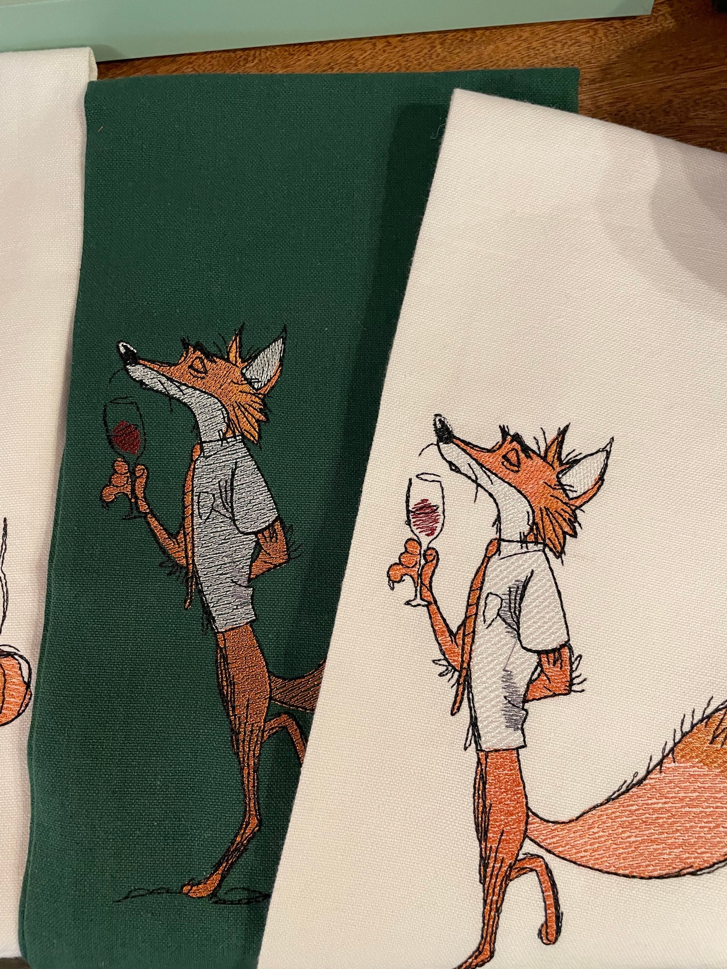 Embroidered tea towels