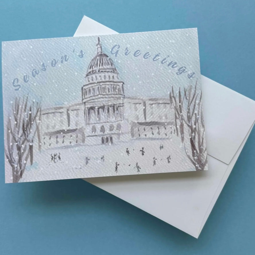 Snowy Capitol Watercolor Card