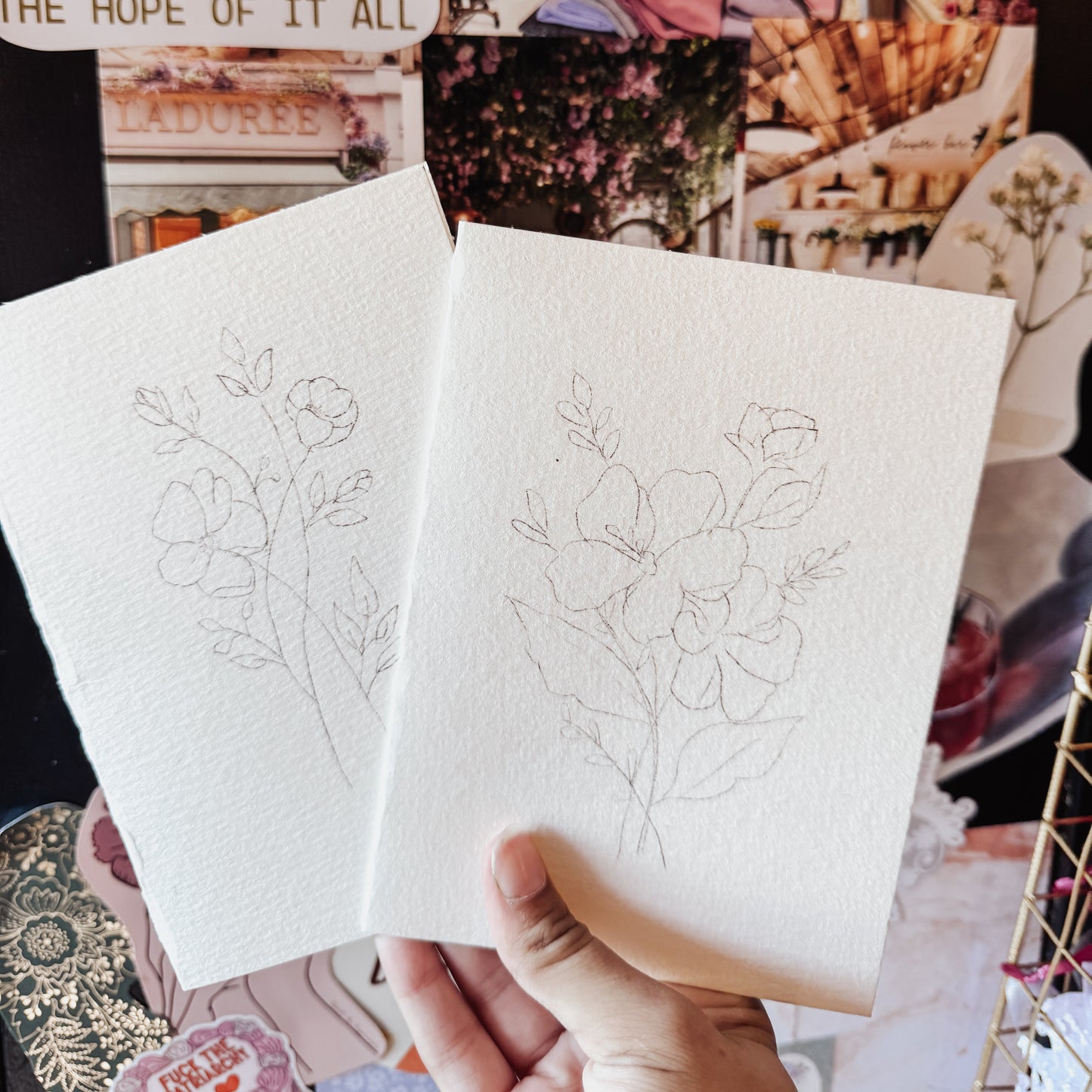 Paintable notecards - bouquets