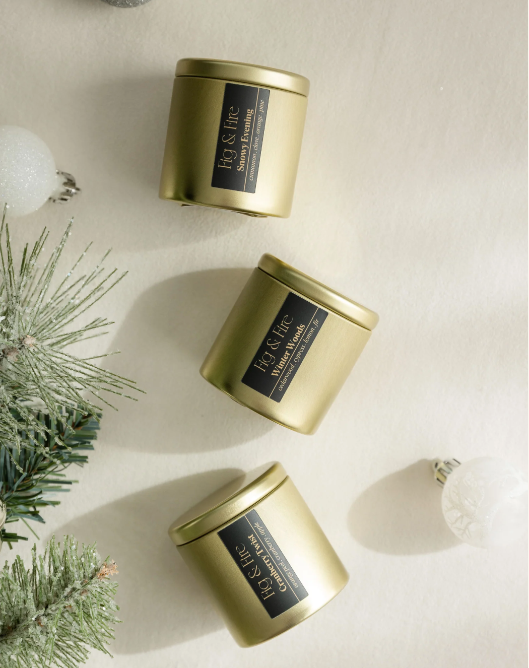 Winter Woods Gold Candle Tin