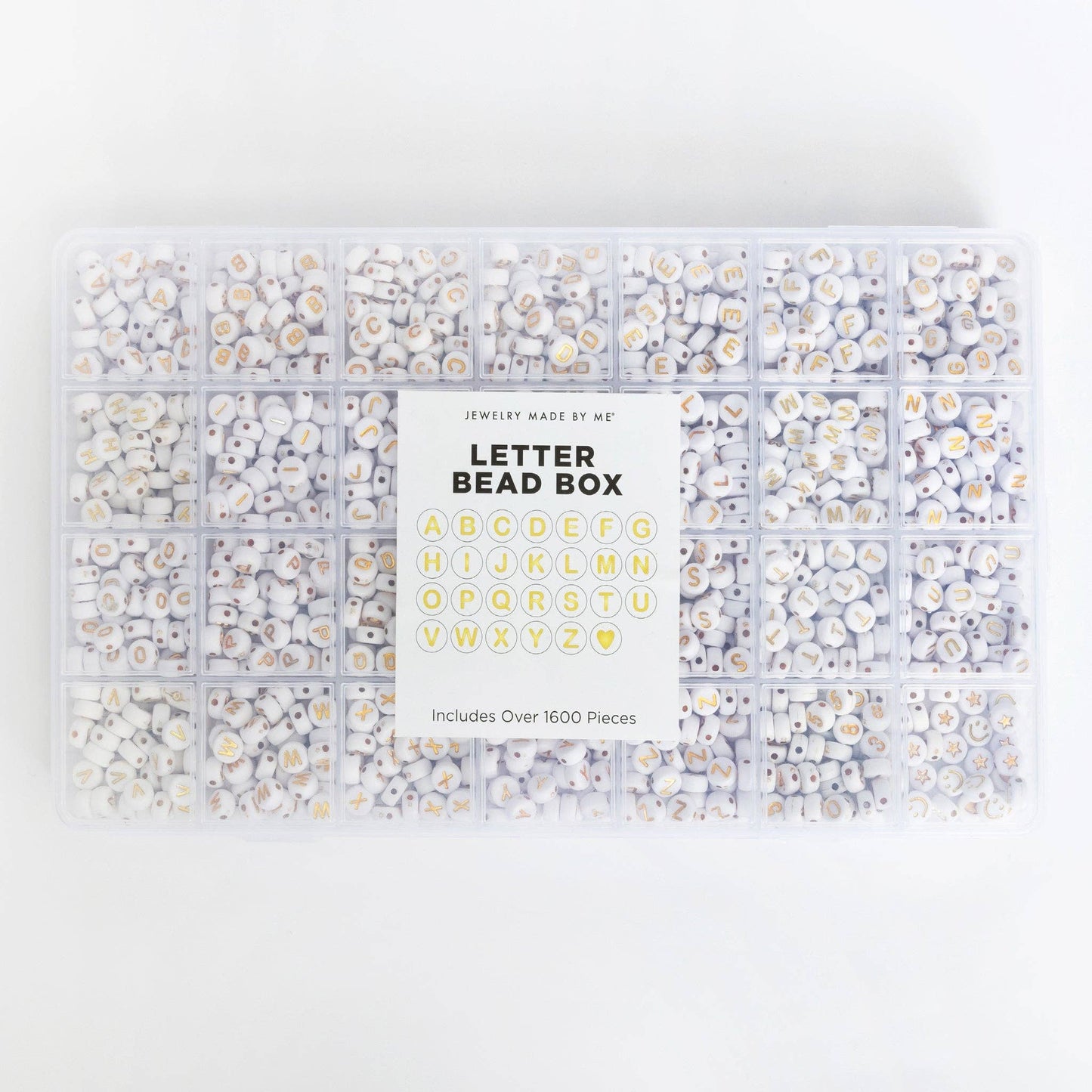 Round White & Gold Letter Bead Kit