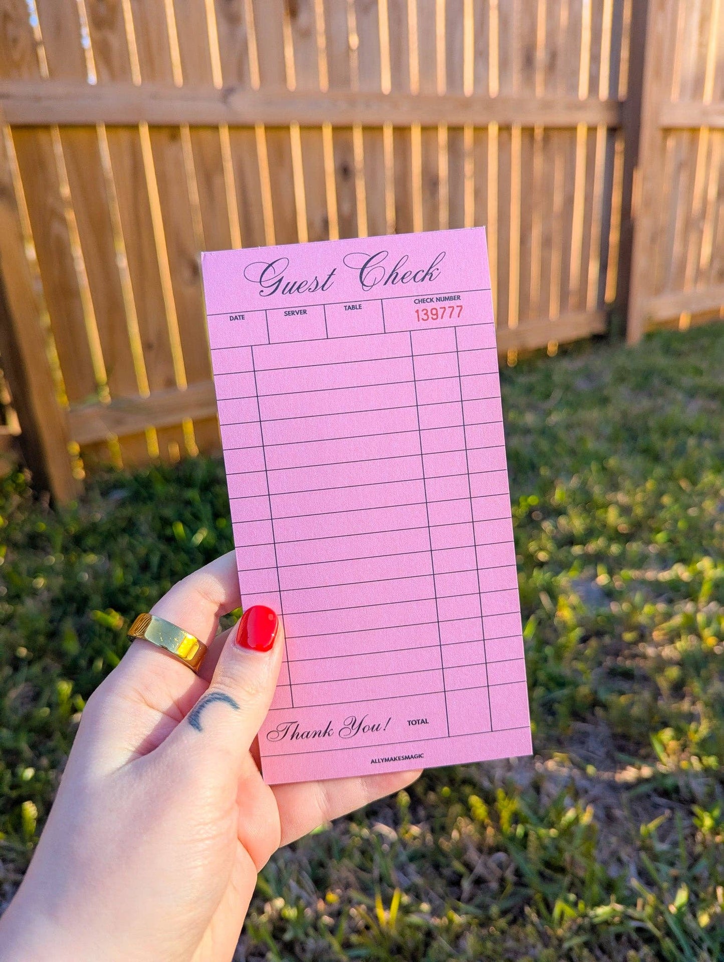 Vintage guest check notepad