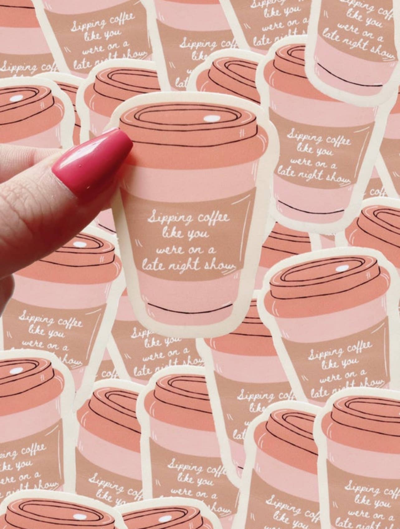 SIPPING COFFEE ALL TOO WELL WATERPROOF STICKER