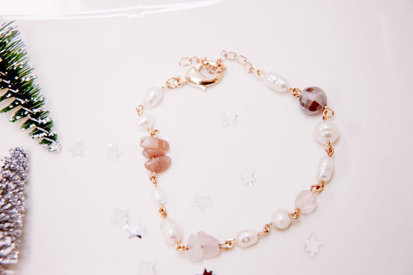 One of a kind gemstone chain bracelet