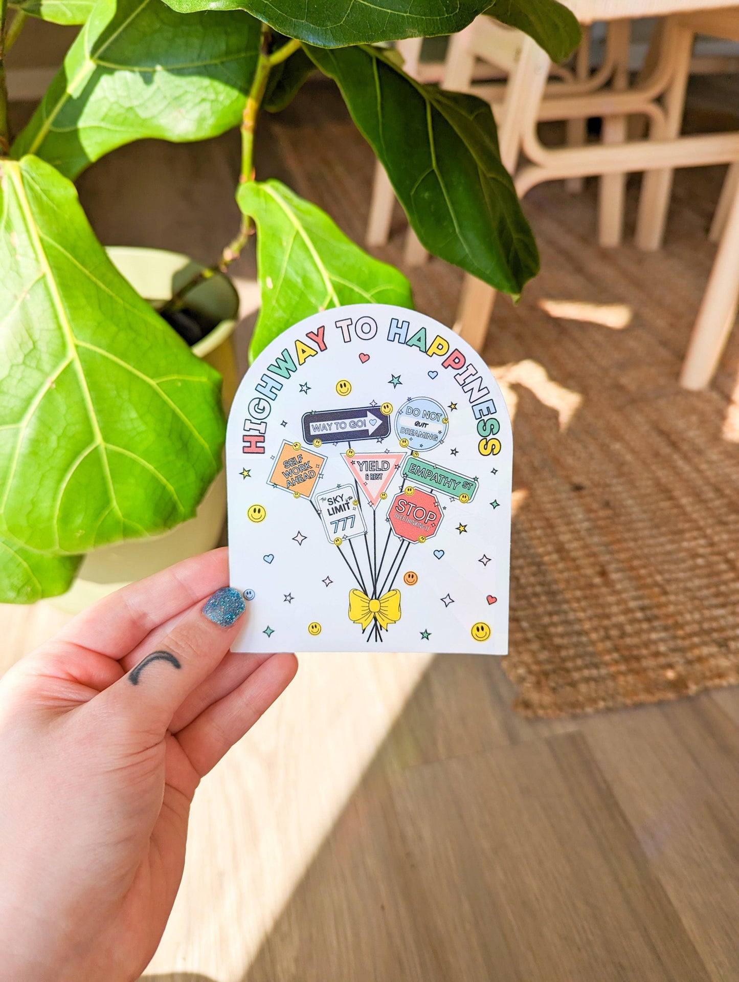 Highway to happiness suncatcher sticker