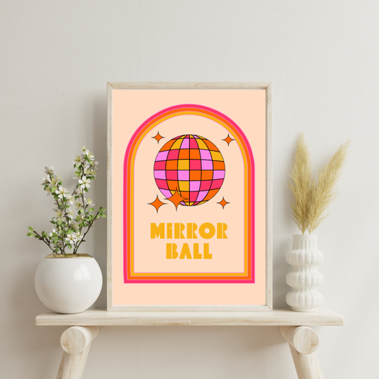 Retro Mirrorball Art Print