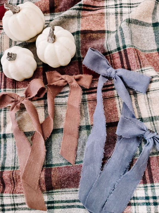 Linen hair bow clips