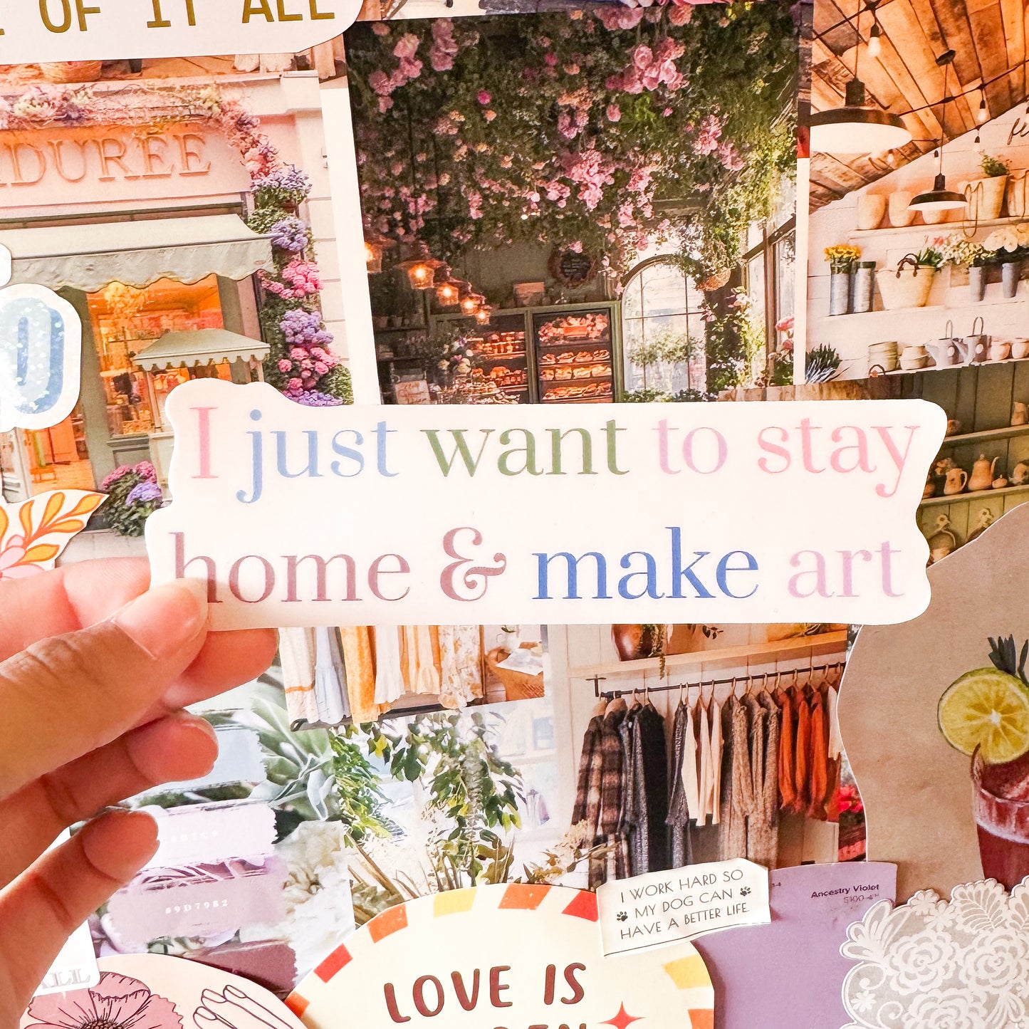 Stay home & make art bumper sticker