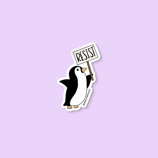 Protesting Penguin Sticker – Resist Protest Vinyl Sticker