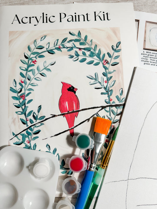 Cardinal in wreath acrylic paint kit