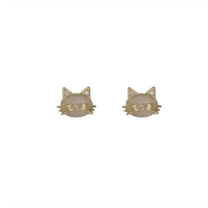 Opal Cat Stud Earrings
