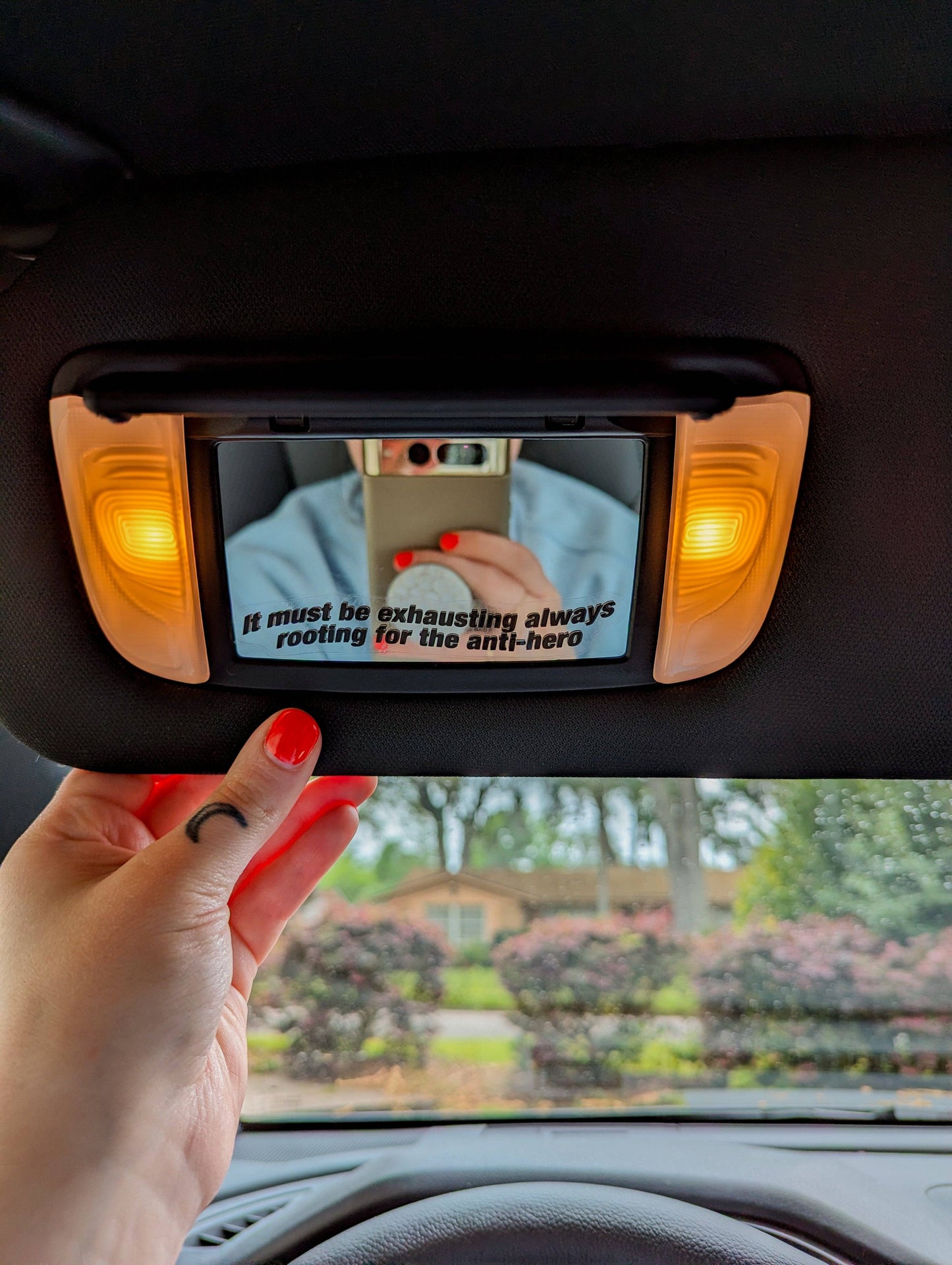 Anti-hero car mirror decal