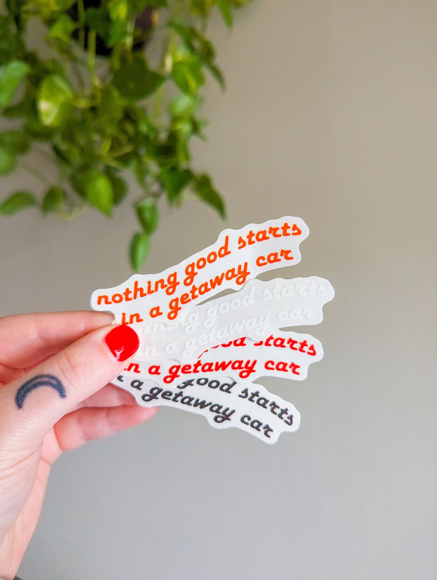 Getaway car mirror decal