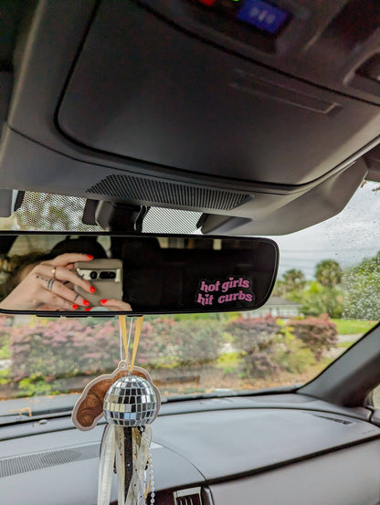 Hot girls hit curbs car mirror decal
