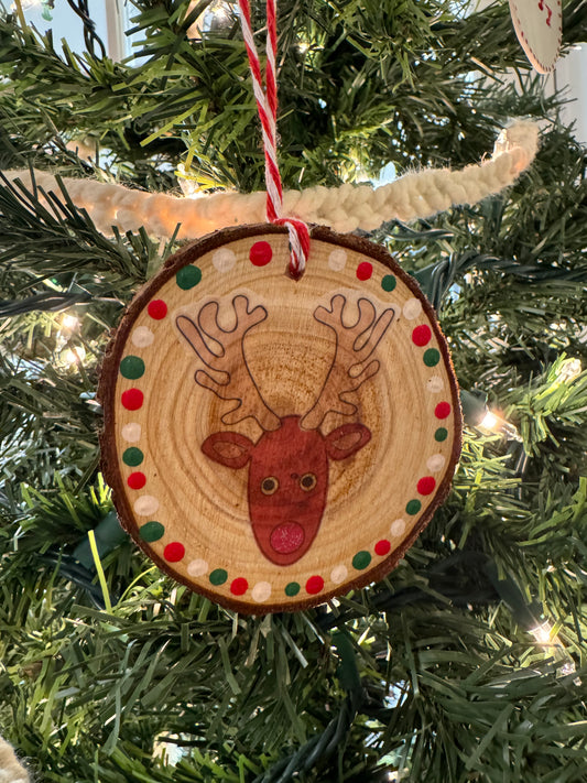 Reindeer wood ornament