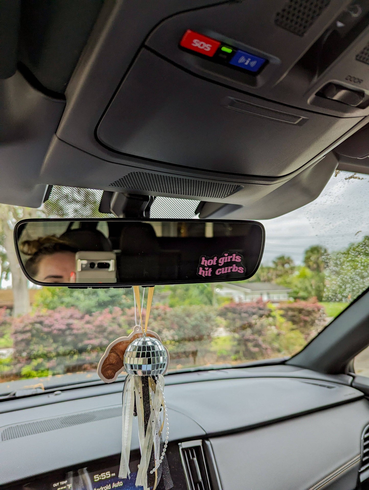 Hot girls hit curbs car mirror decal