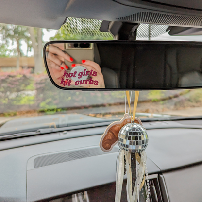 Hot girls hit curbs car mirror decal