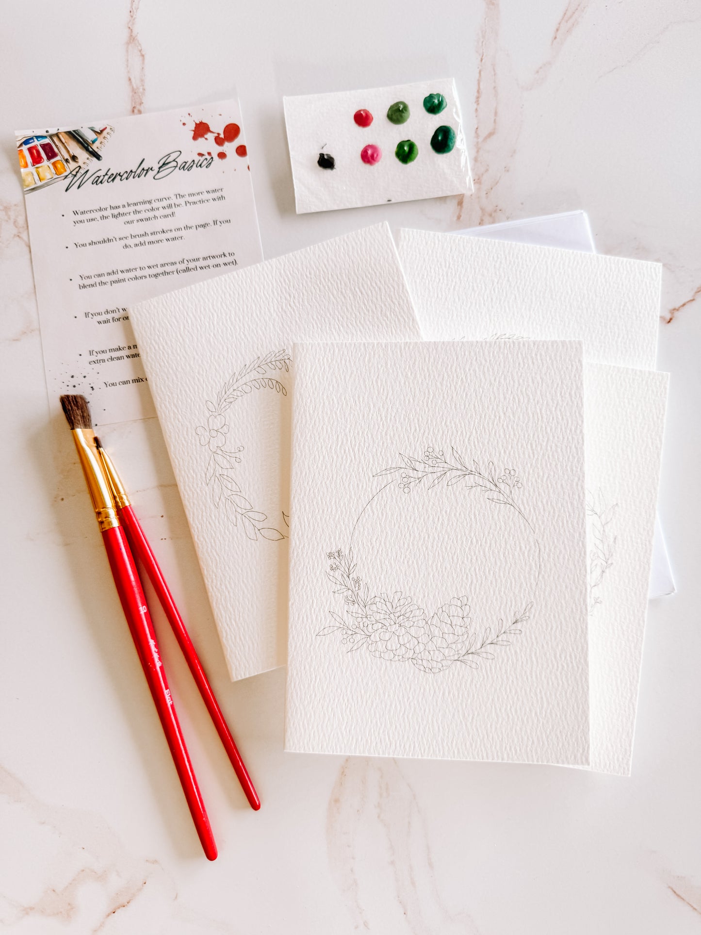 Greenery Paintable Notecards