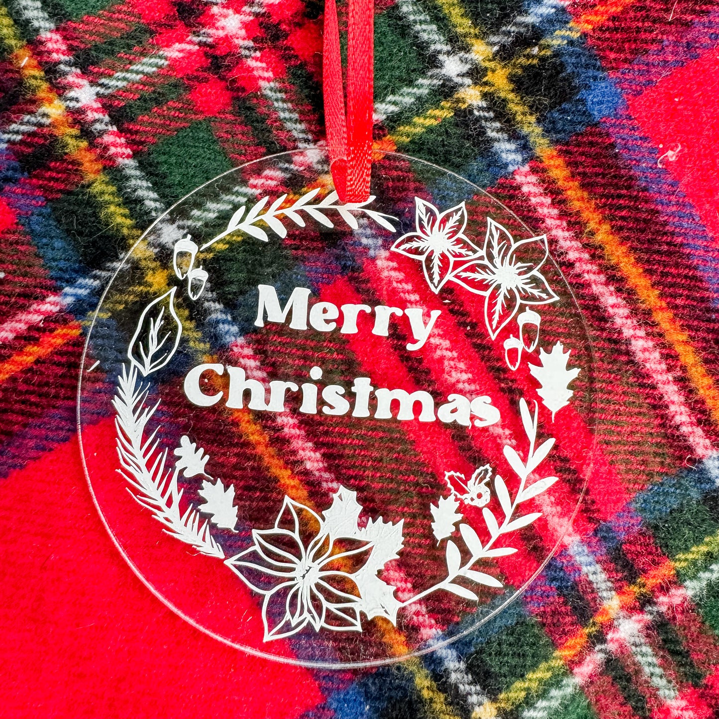 Merry Christmas Wreath Acrylic Ornament