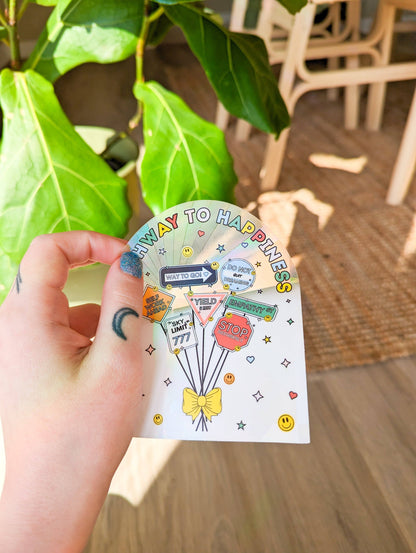 Highway to happiness suncatcher sticker