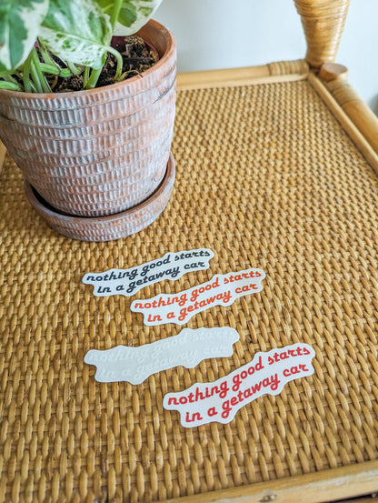 Getaway car mirror decal