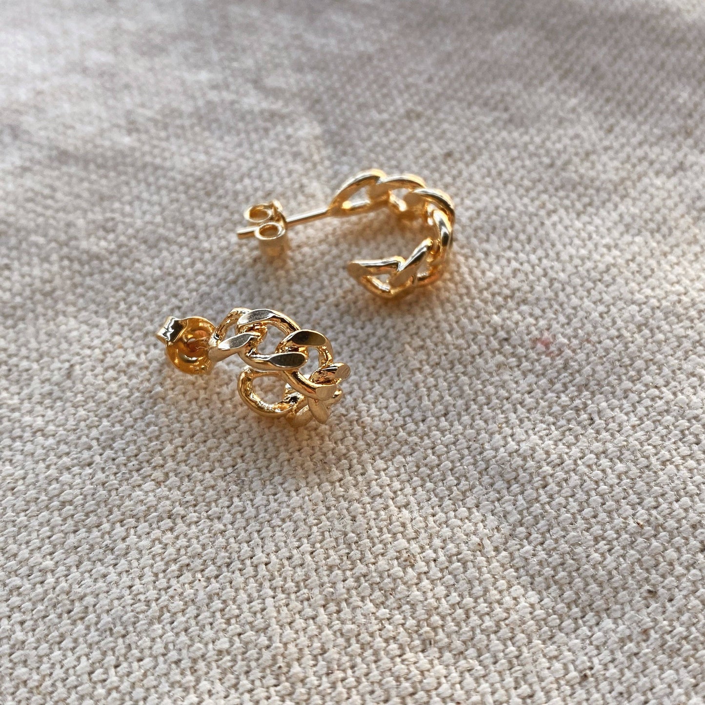 18k Gold Filled Mini Chain Hoop Earrings