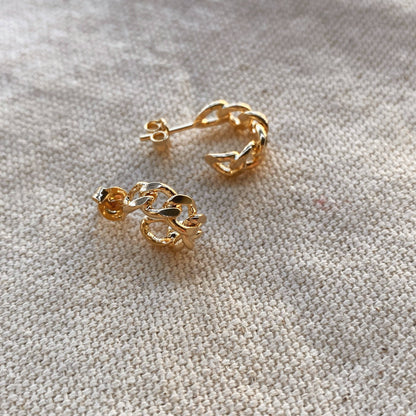 18k Gold Filled Mini Chain Hoop Earrings