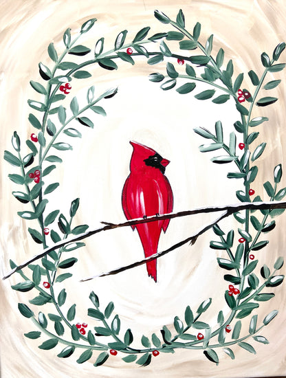 Cardinal in wreath acrylic paint kit