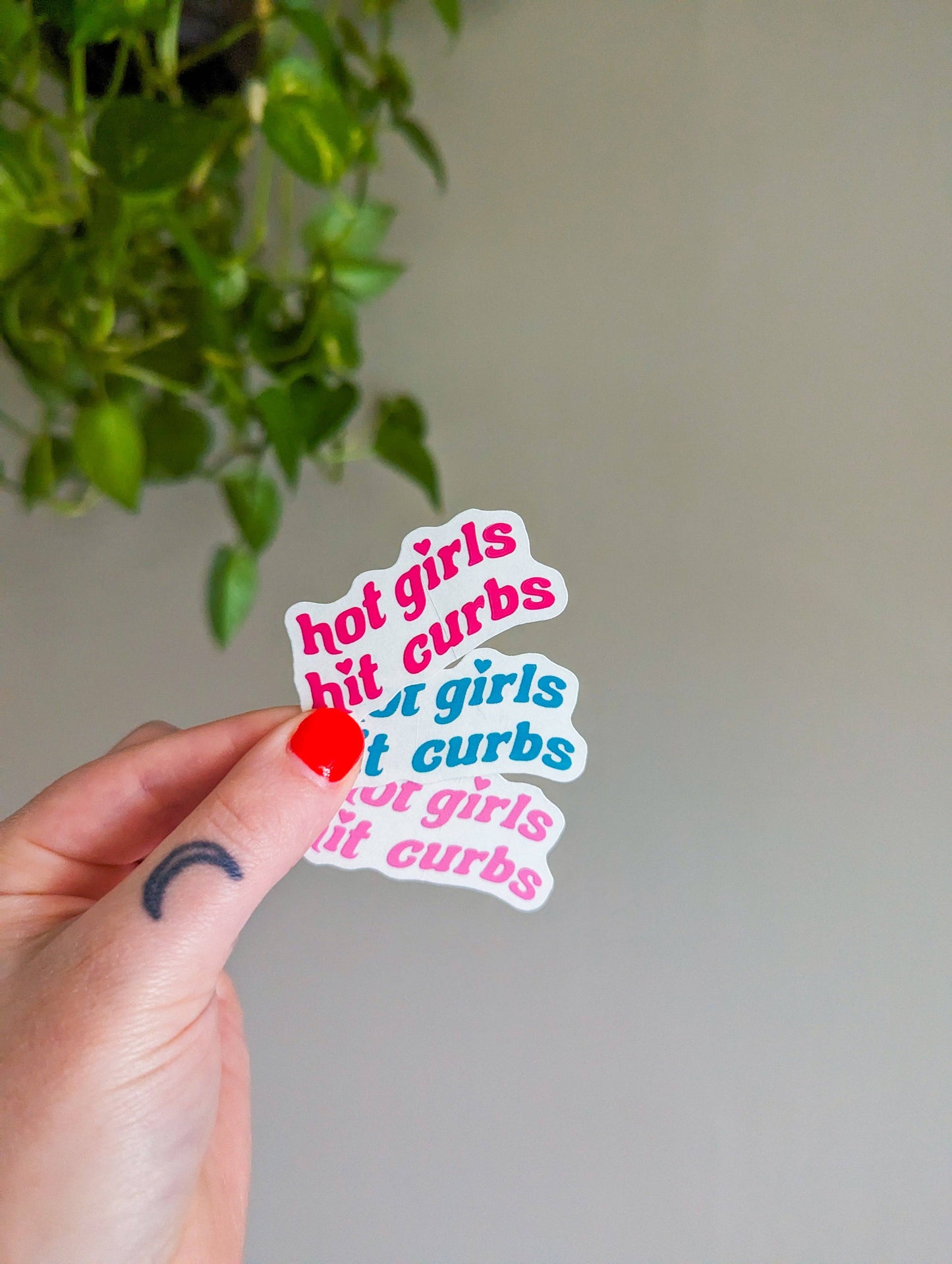 Hot girls hit curbs car mirror decal