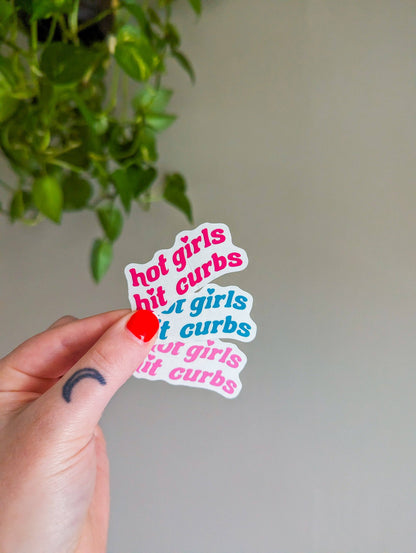 Hot girls hit curbs car mirror decal