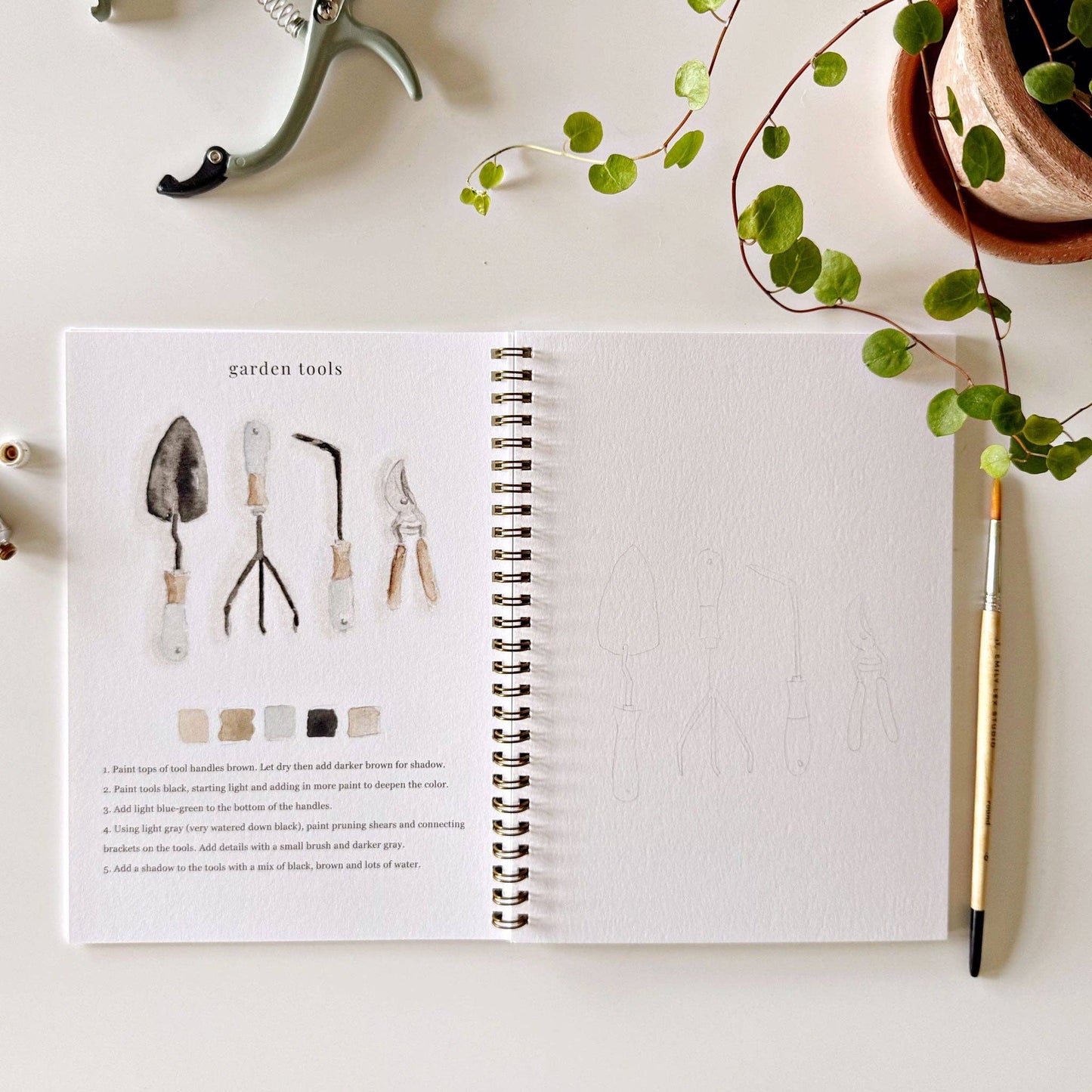 Garden watercolor workbook