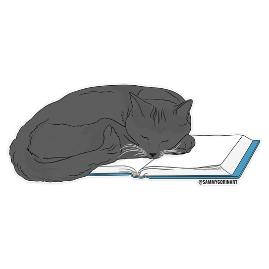 Bookish Sleeping Cat Sticker