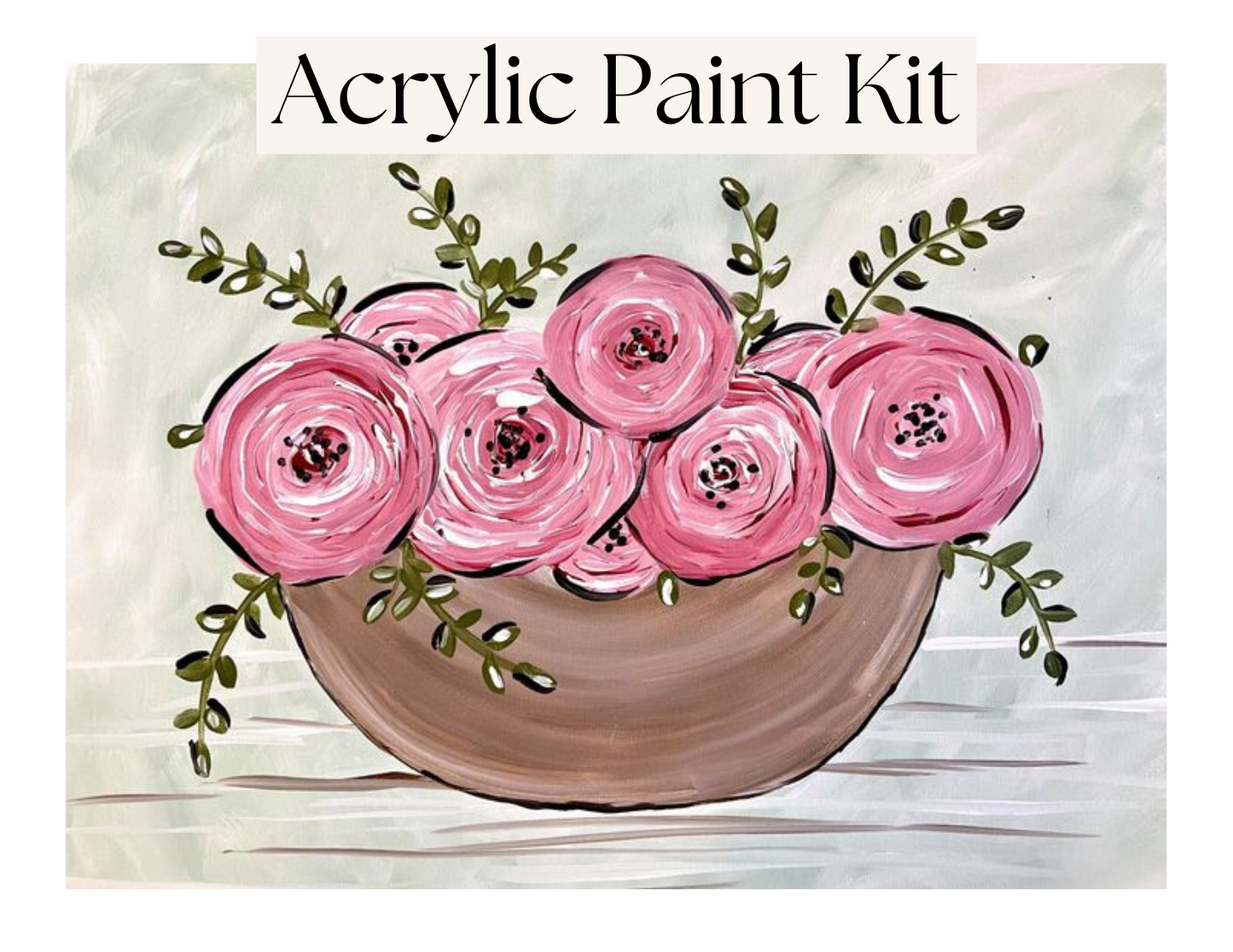 Pink Flowers Paint Kit