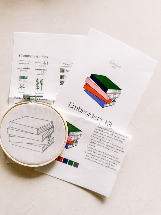 Book Stack Embroidery Kit