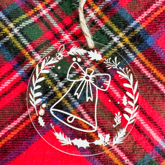 Bell and Wreath Acrylic Ornament