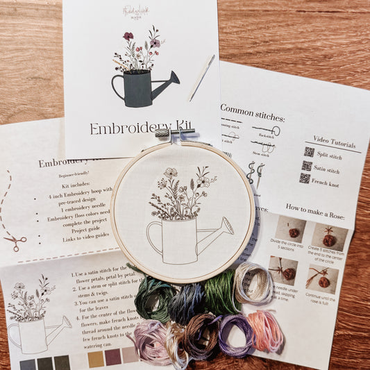 Watering Can embroidery kit