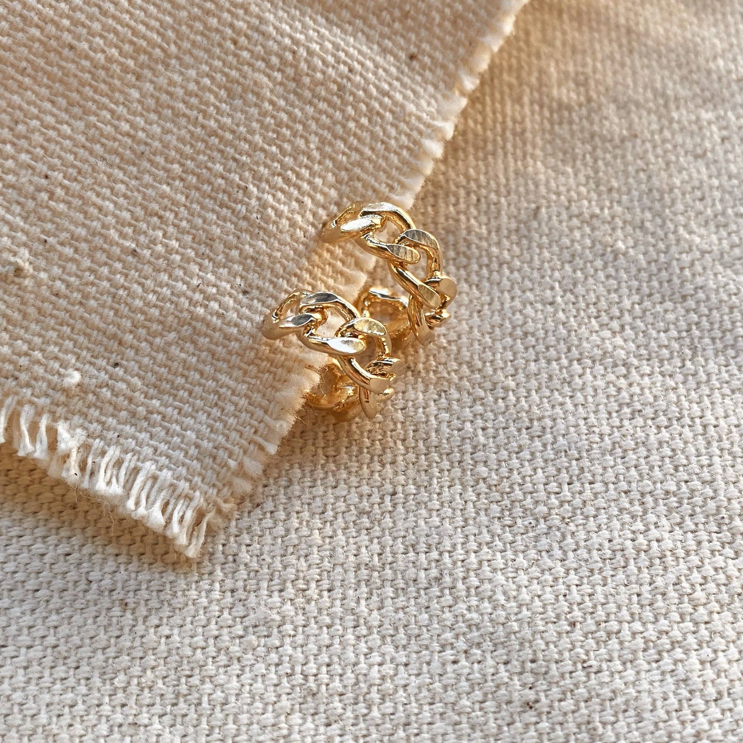 18k Gold Filled Mini Chain Hoop Earrings