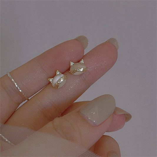 Opal Cat Stud Earrings
