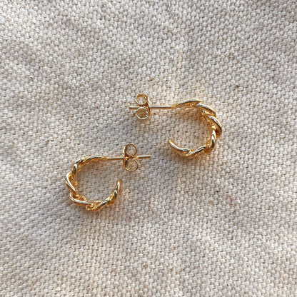 18k Gold Filled Mini Chain Hoop Earrings