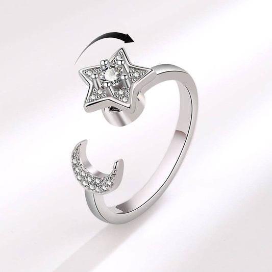 Moon and Star Fidget Ring