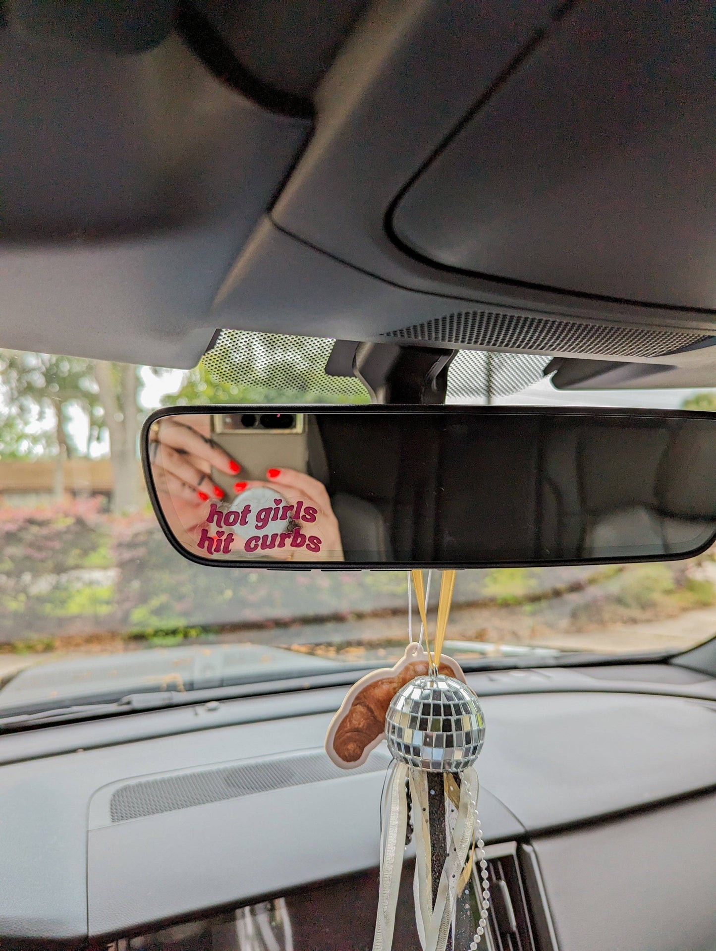 Hot girls hit curbs car mirror decal