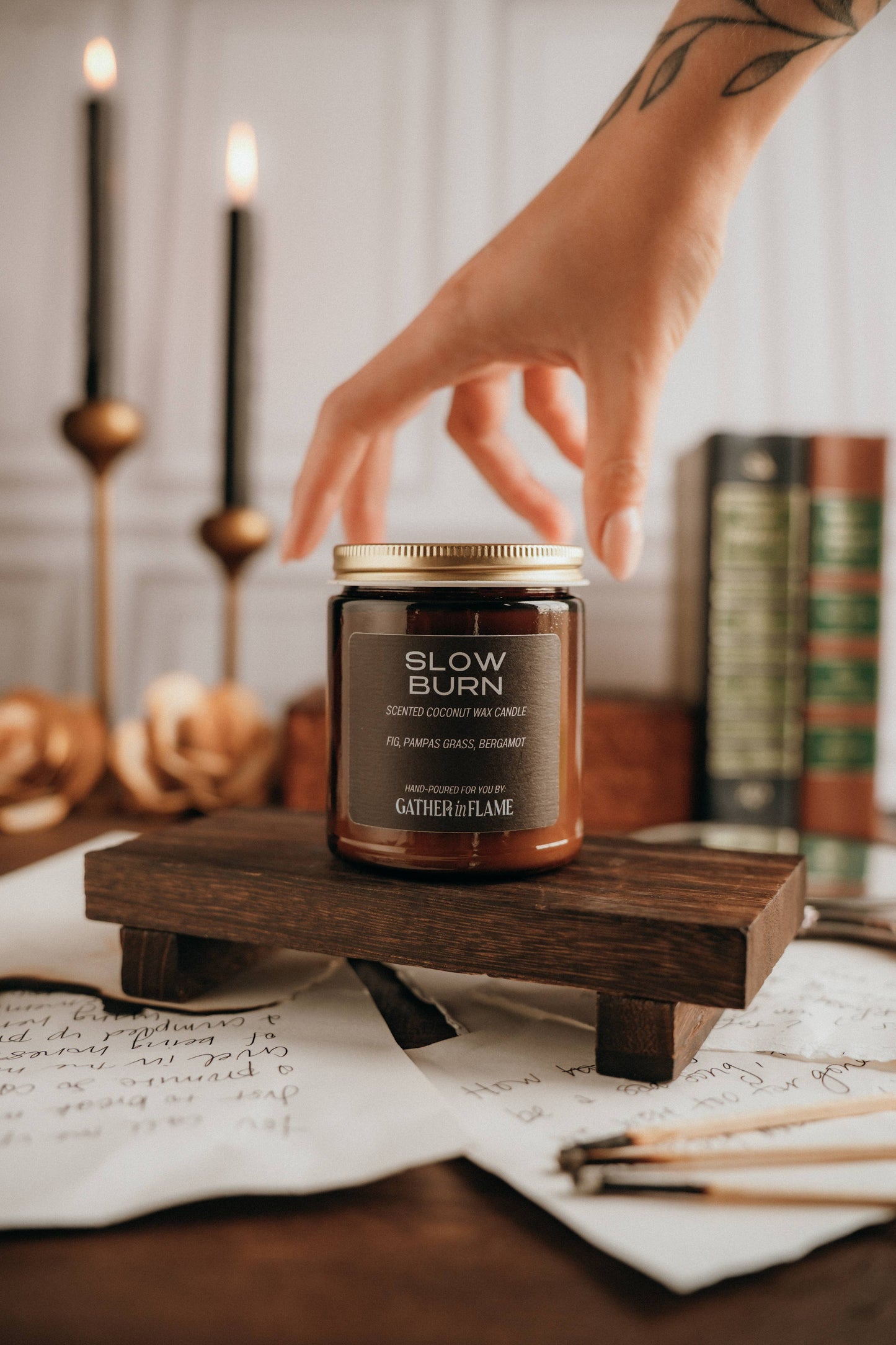 Slow Burn Wood Wick Candle – Fig, Vetiver & Soft Woods