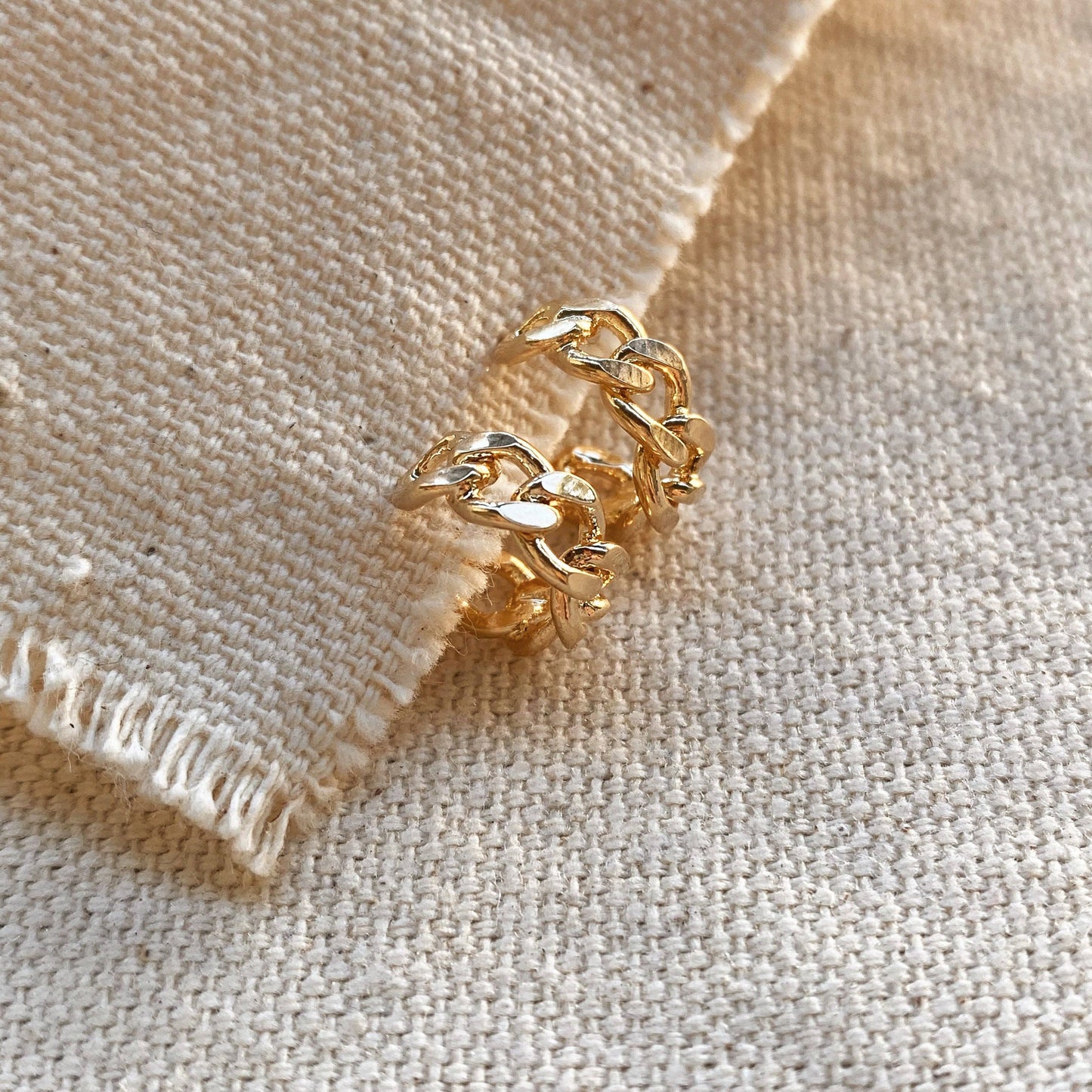 18k Gold Filled Mini Chain Hoop Earrings